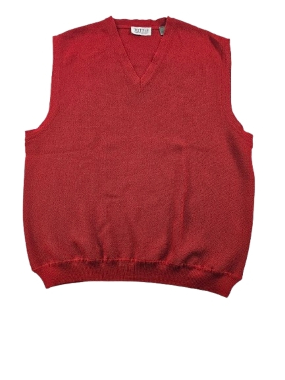 Tuttle Baby Alpaca Wool Ribbed Sweater Vest Mens Size L Red V-Neck 100% Alpaca